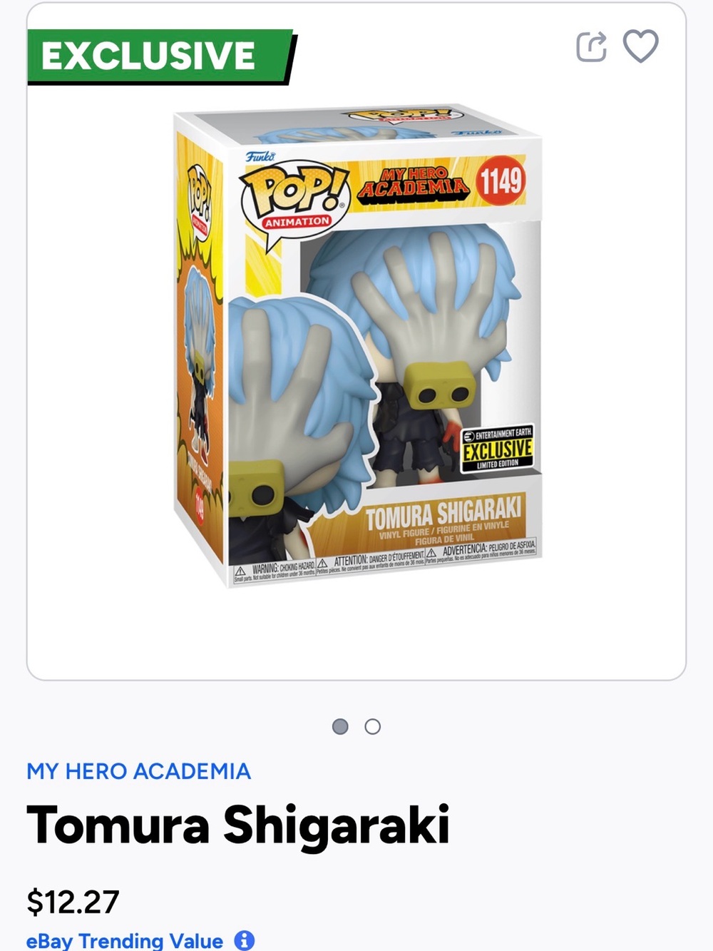 Funko Tomura Shigaraki Pop! Vinyl Figure - Light Blue, Gray, Yellow- 1149